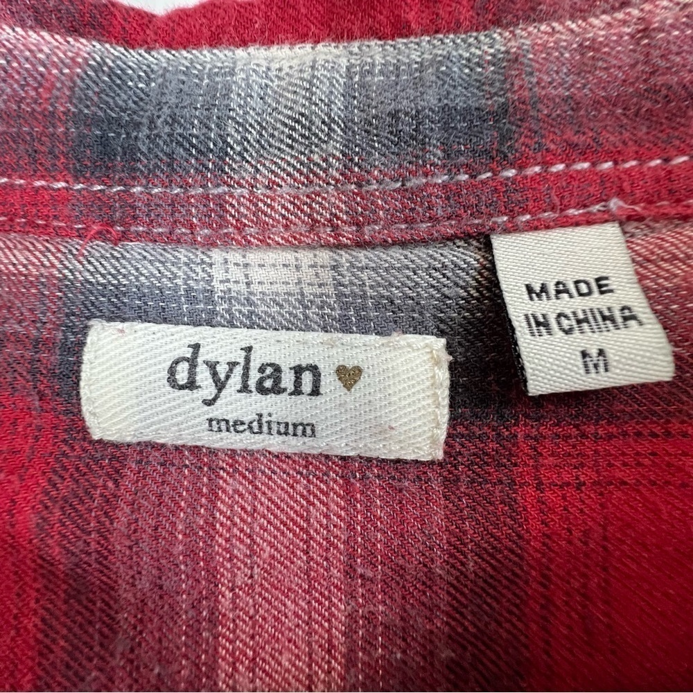 DYLAN Long Sleeve Red Black White Plaid Flannel Shirt Ultra Soft Women's Size M - Picture 14 of 16
